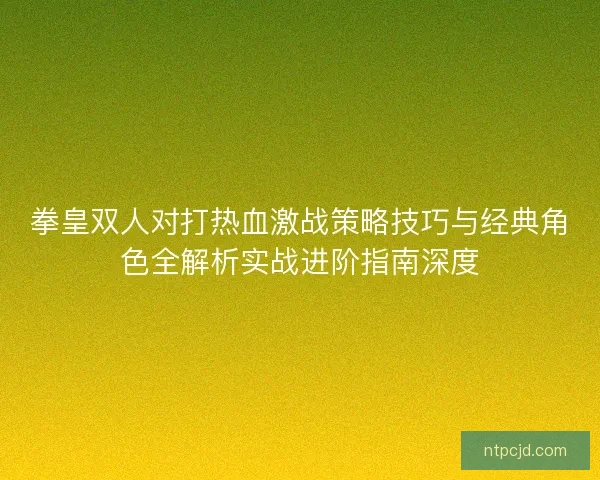 拳皇双人对打热血激战策略技巧与经典角色全解析实战进阶指南深度